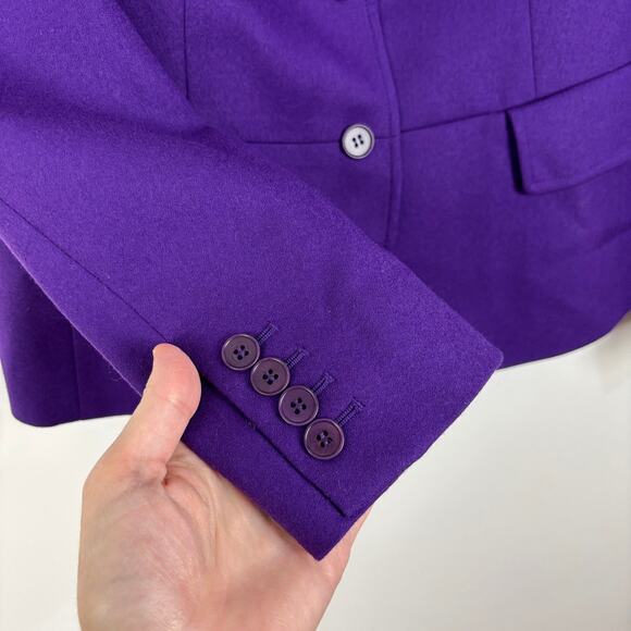 Talbots Purple Wool Blazer 12 Black velvet collar whimsigoth witchy preppy - Picture 4 of 9
